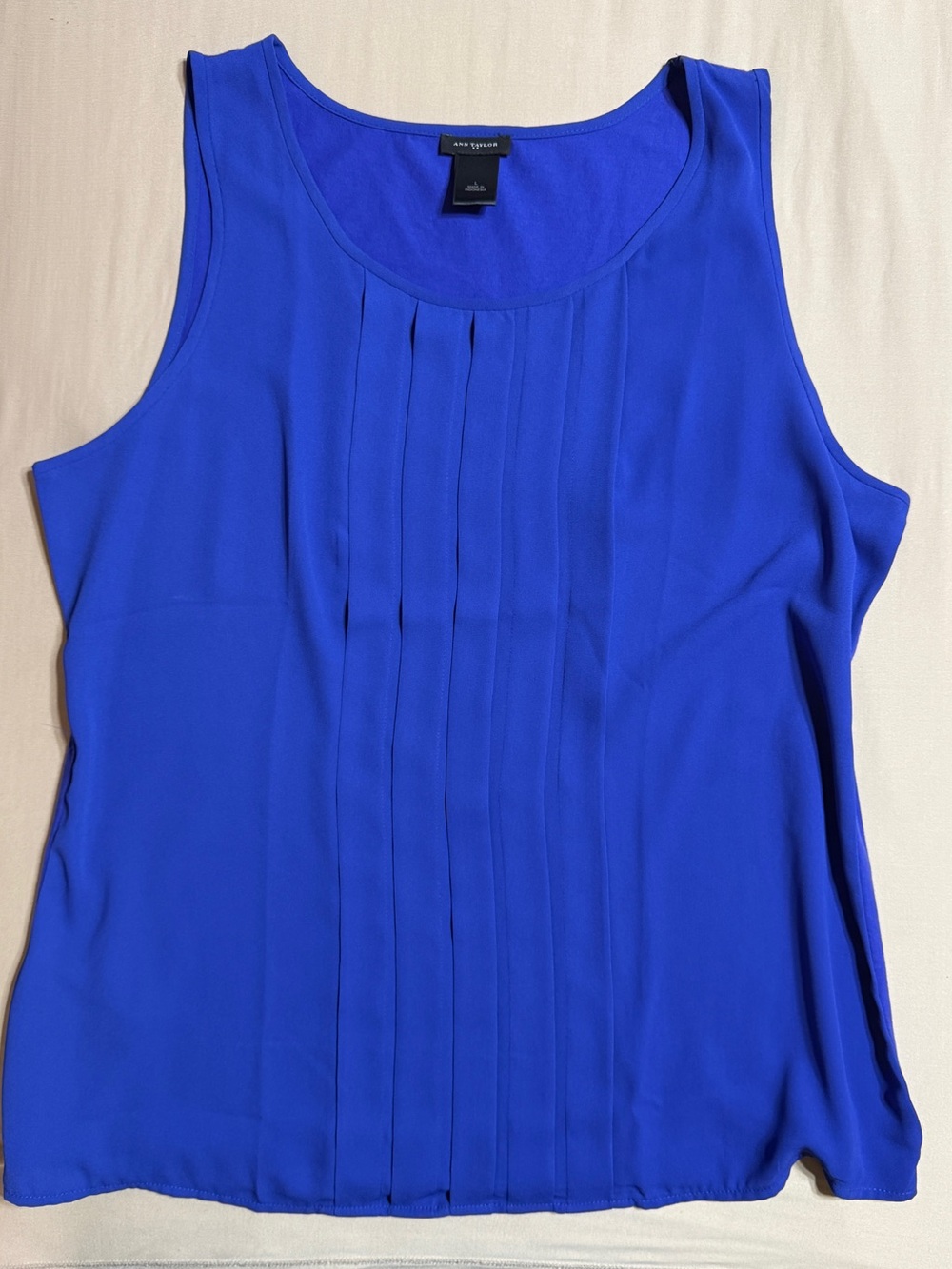 Ann Taylor Royal Blue Pleated Sleeveless Tank Top - Size L